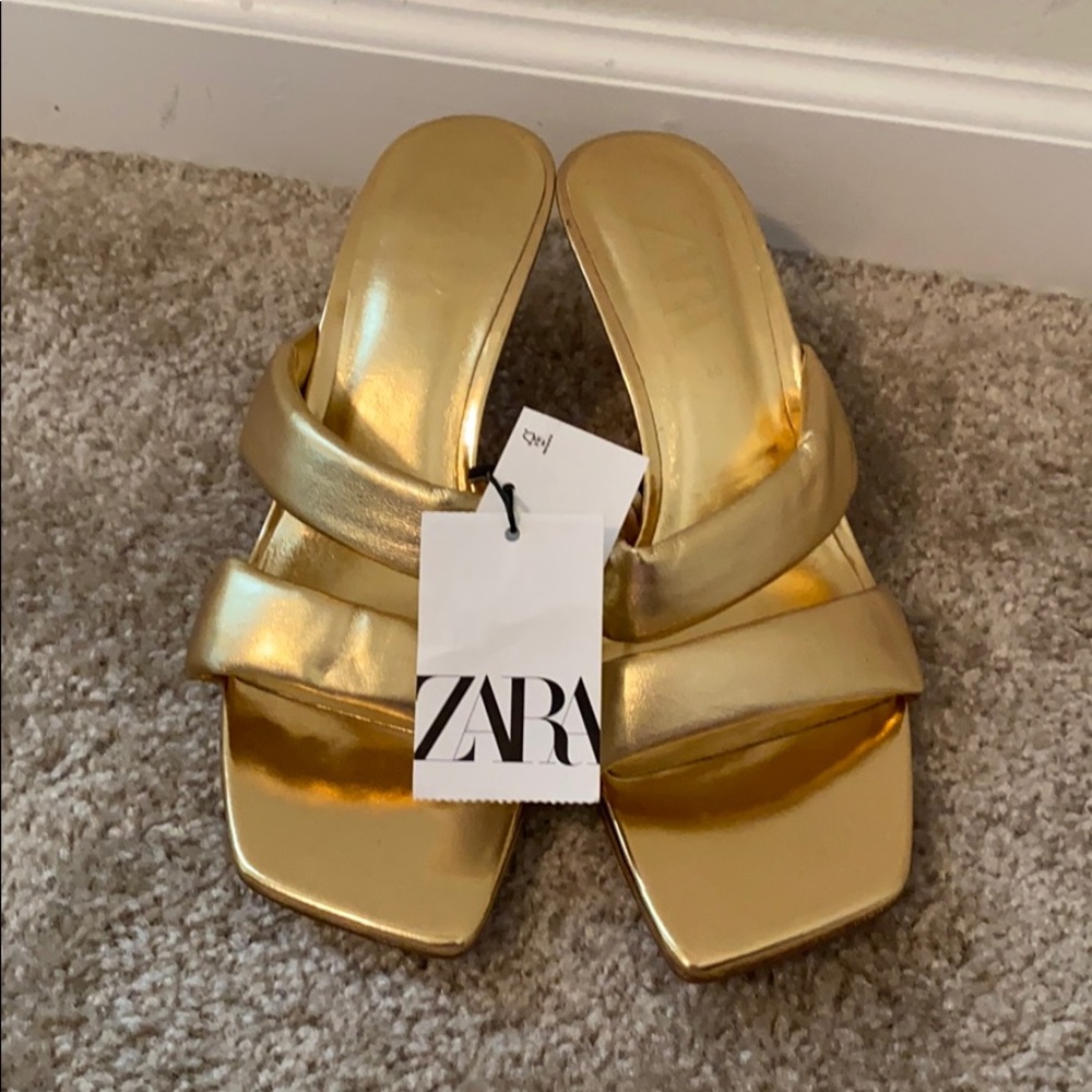 Zara gold sandal heels